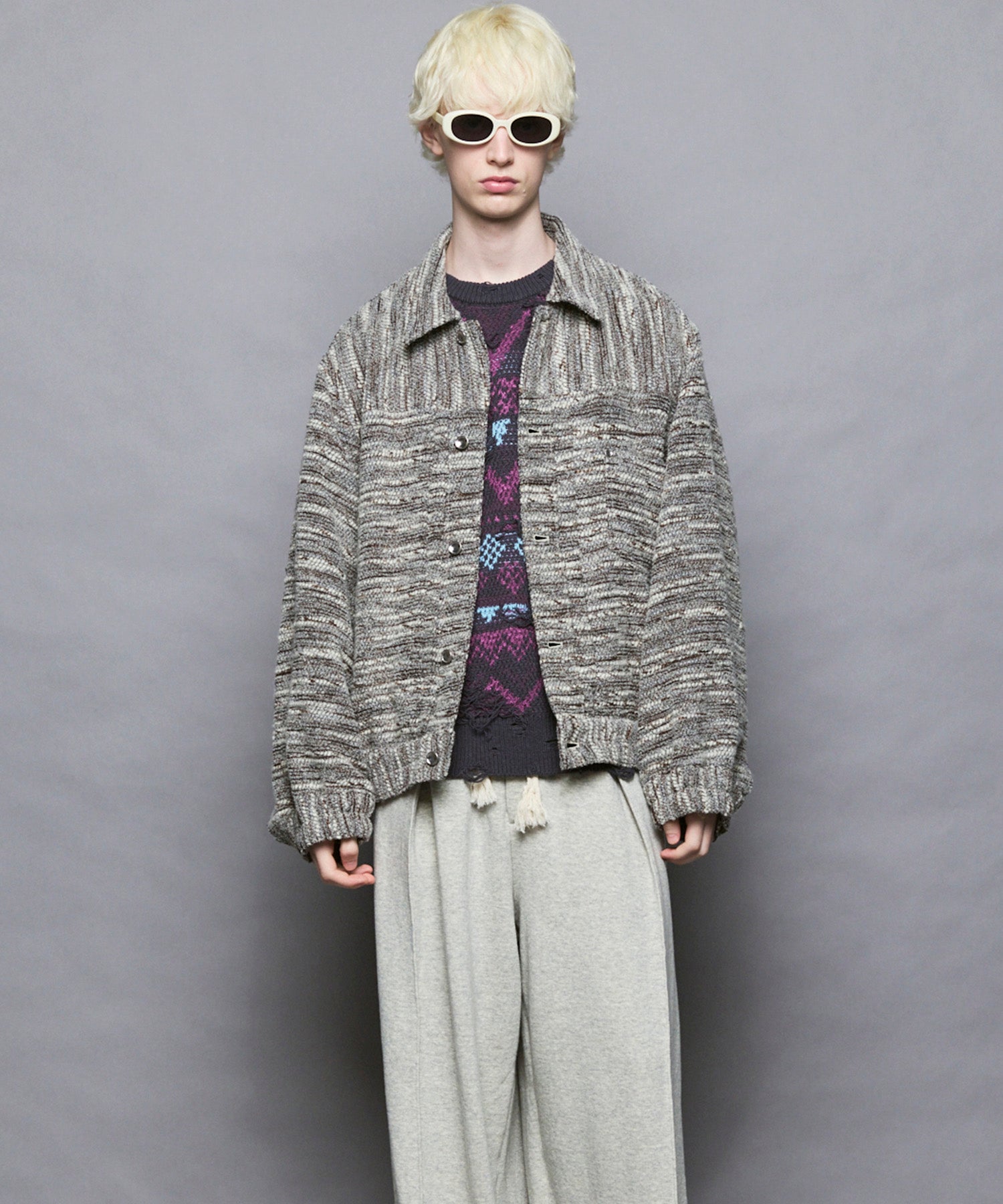 [Italian Dead Stock Fabric] Prime-Over Switching Stand Blouson