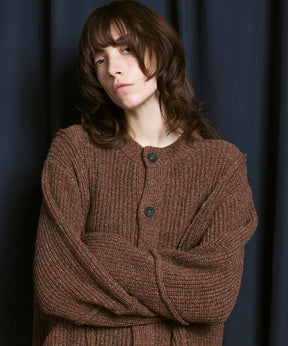 [25AW PRE-ORDER] 3 colors Wool Nylon Prime-Over Crew Neck Knit Cardigan