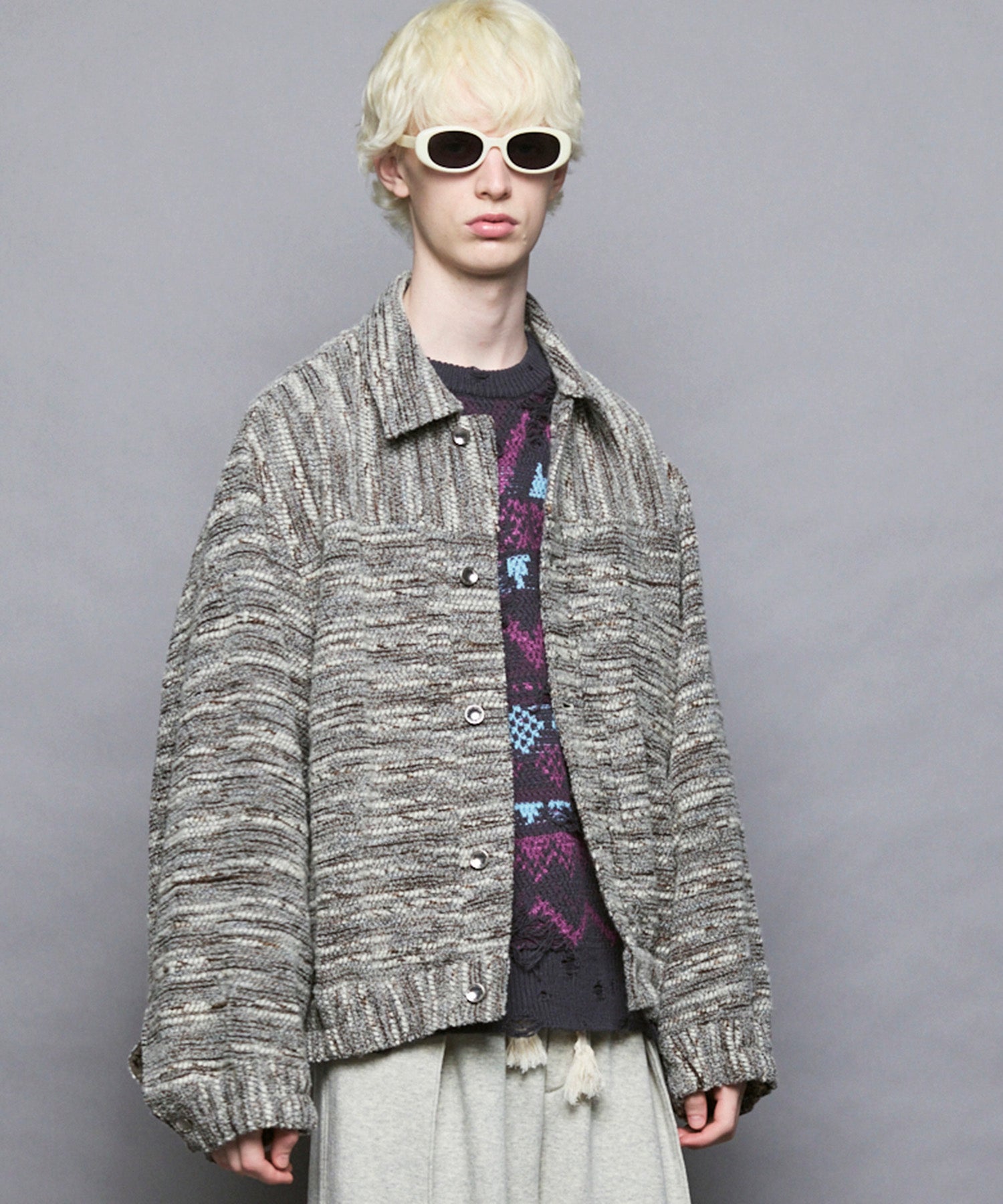 [Italian Dead Stock Fabric] Prime-Over Switching Stand Blouson