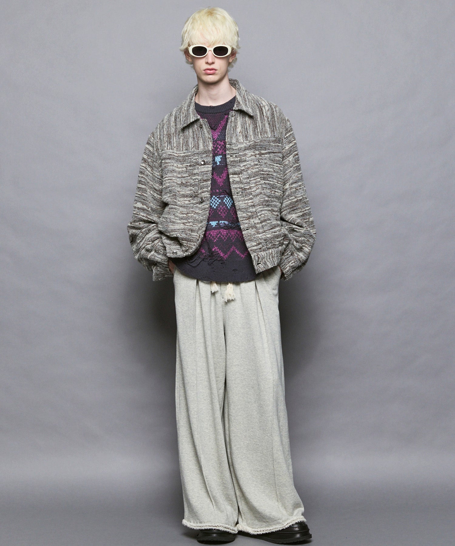 [Italian Dead Stock Fabric] Prime-Over Switching Stand Blouson