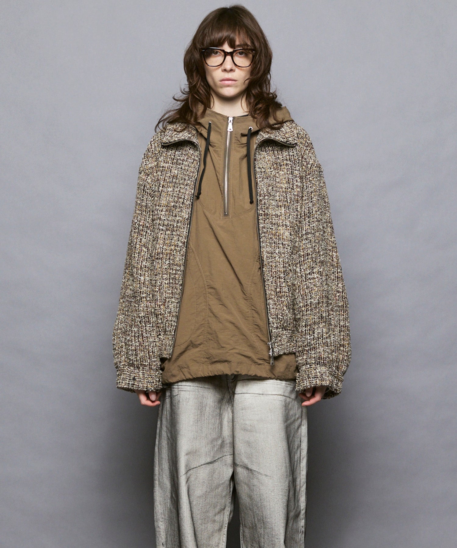 [Italian Dead Stock Fabric] Prime-Over Switching Stand Blouson