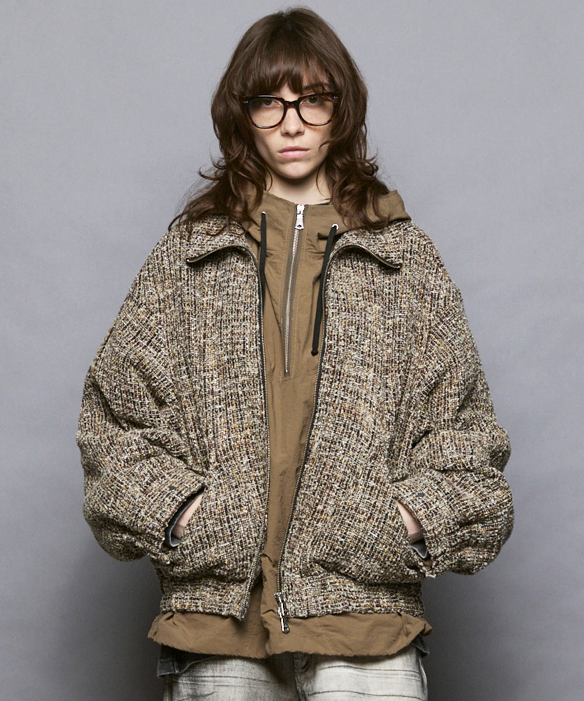 【Italian Dead Stock Fabric】Prime-Over Switching Stand Blouson