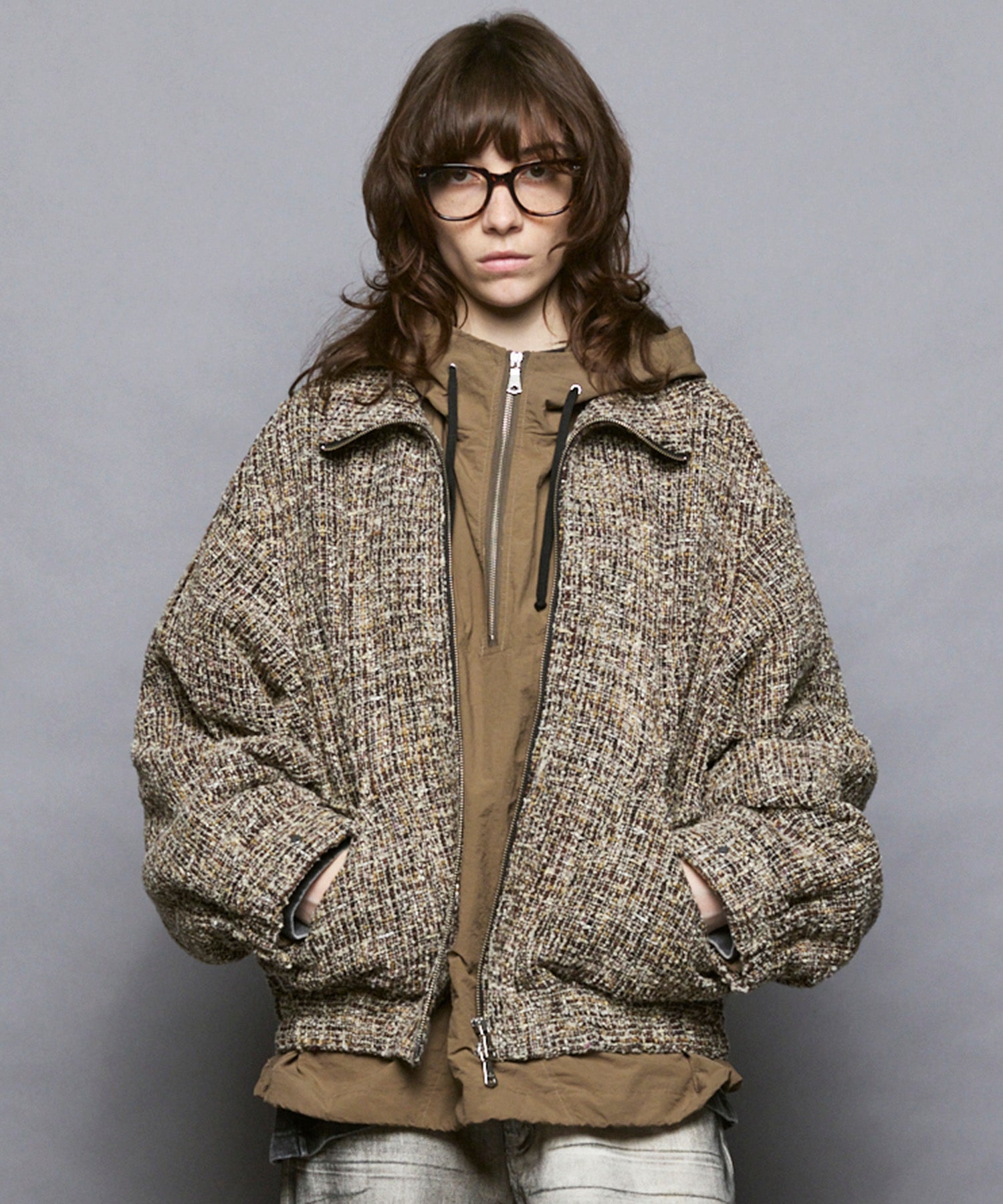 [Italian Dead Stock Fabric] Prime-Over Switching Stand Blouson