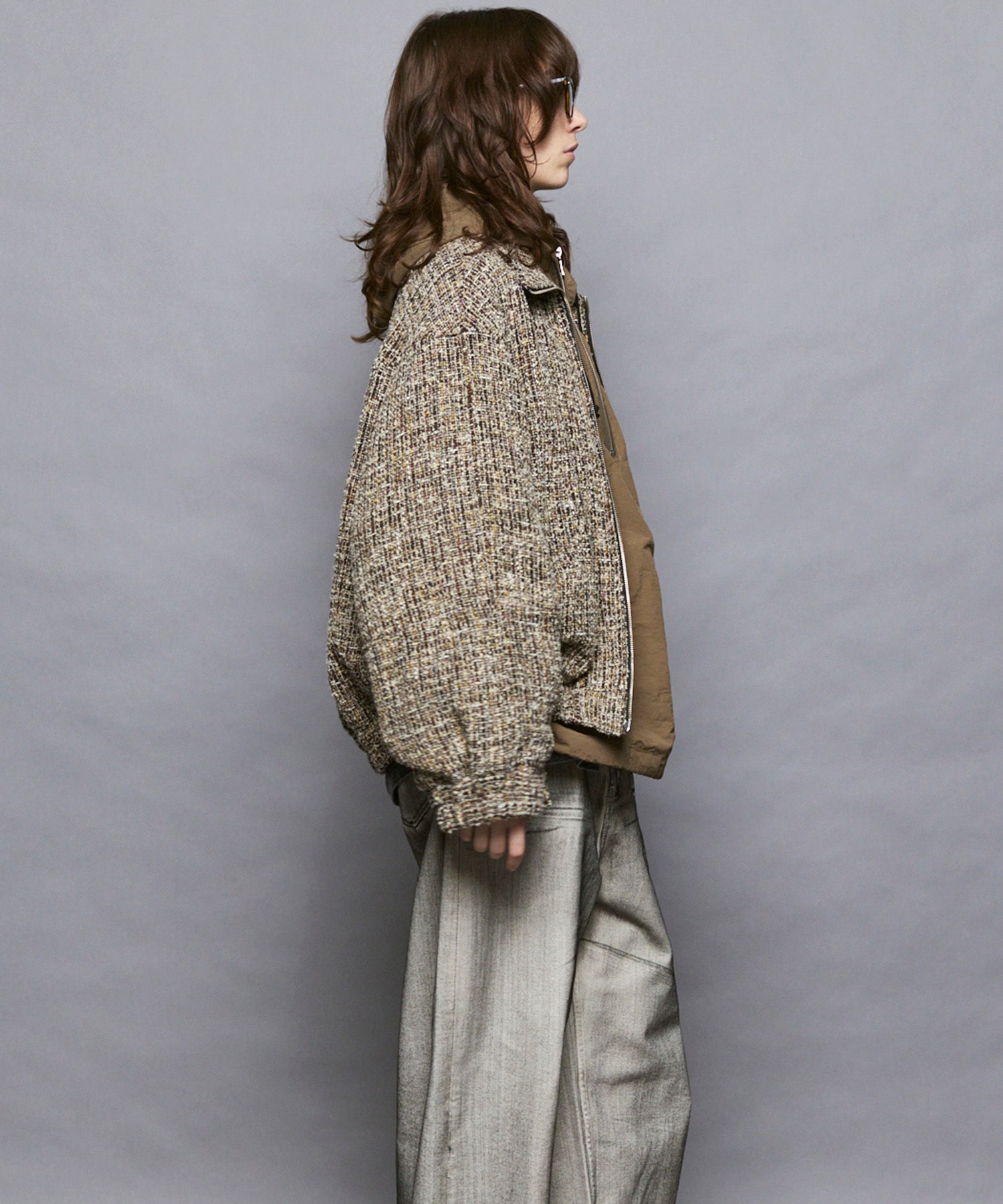 [Italian Dead Stock Fabric] Prime-Over Switching Stand Blouson