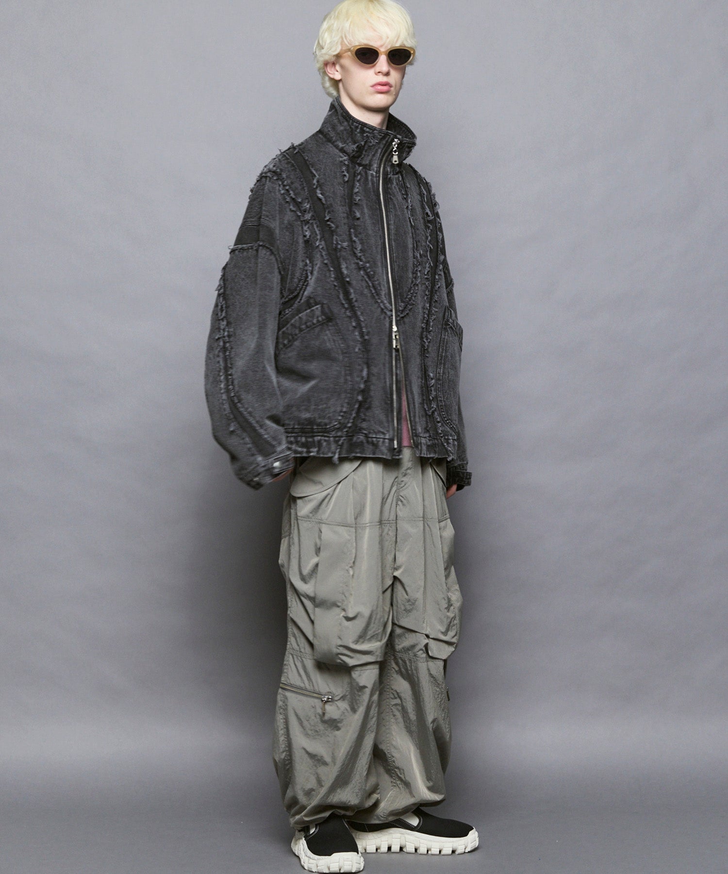 Prime-Over Denim Switching Alien Blouson