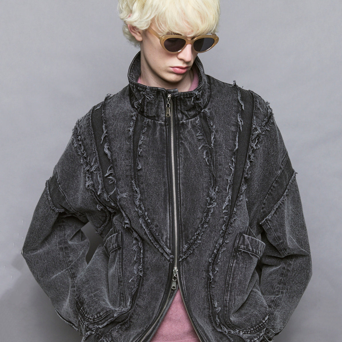 Prime-Over Denim Switching Alien Blouson