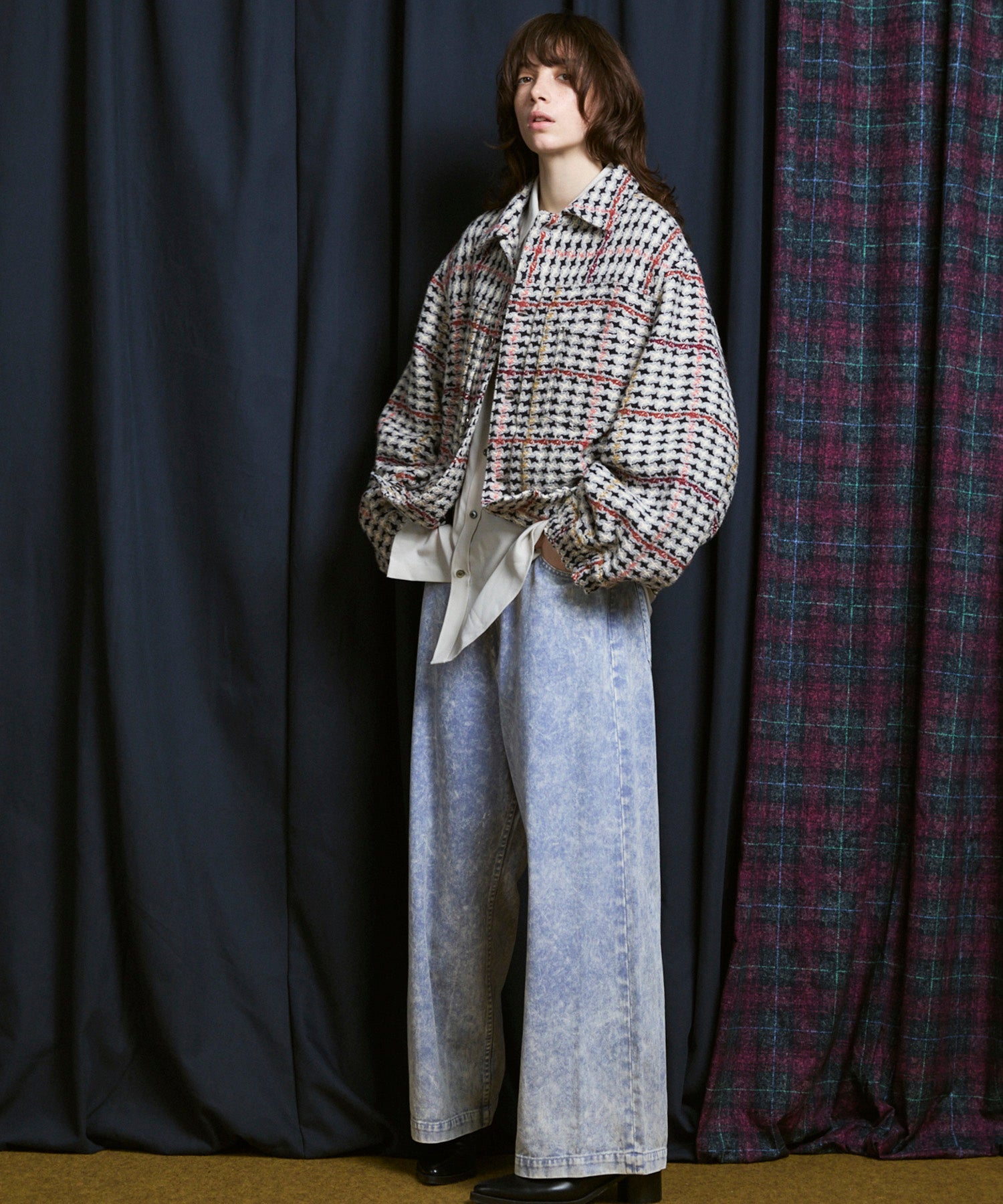 [Italian Dead Stock Fabric] Prime-Over Switching Stand Blouson