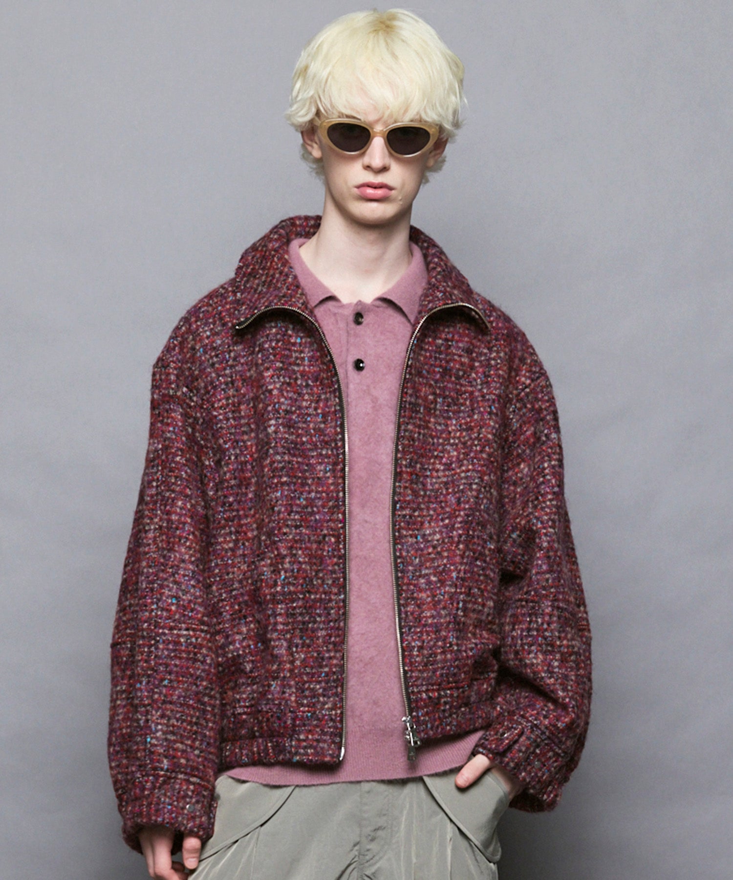 [Italian Dead Stock Fabric] Prime-Over Switching Stand Blouson