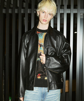 Sheep Leather Single Riders Collared Jacket