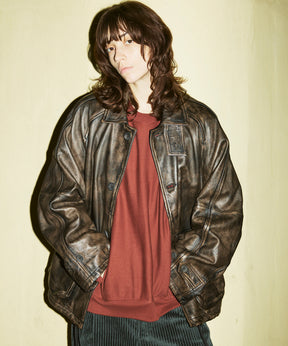 Sheep Leather Front Button Single Blouson