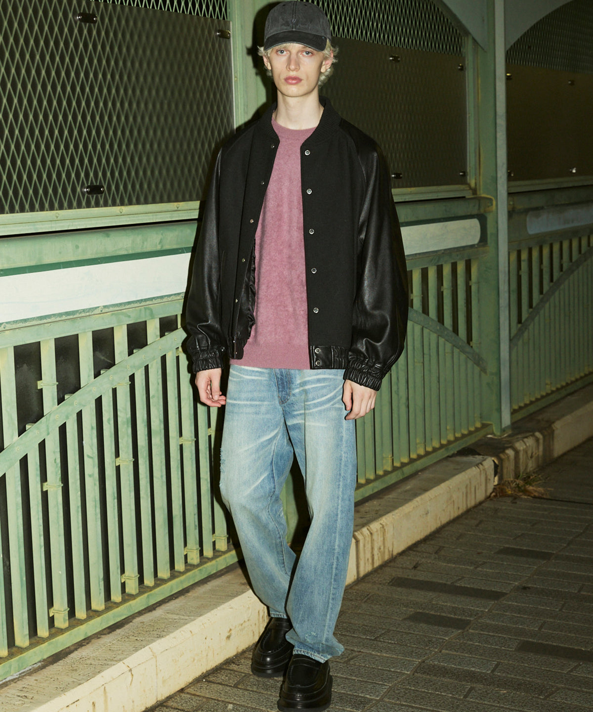 Sheep Leather Melton Combination Stadium Jacket