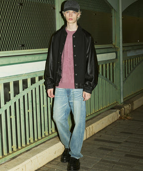 [25AW 사전 주문] 양 가죽 멜튼 콤비네이션 스타디움 재킷