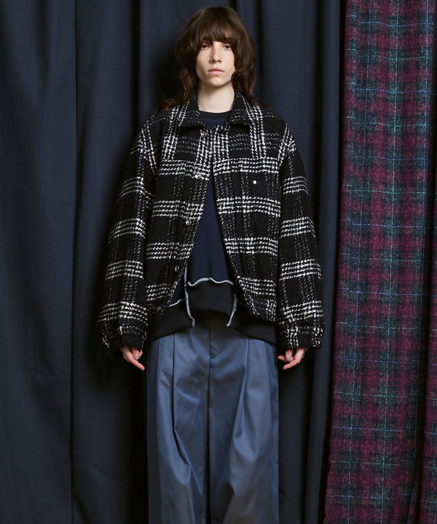 [Italian Dead Stock Fabric] Prime-Over Switching Stand Blouson