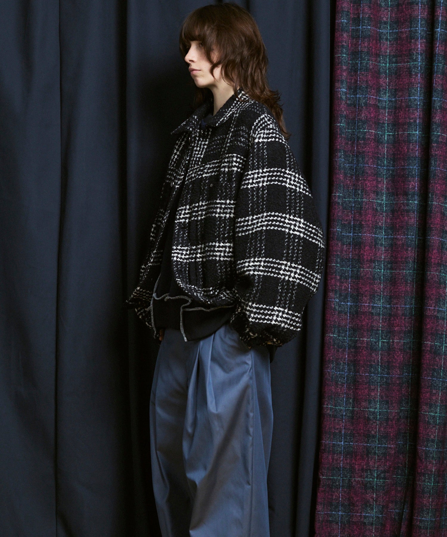 [Italian Dead Stock Fabric] Prime-Over Switching Stand Blouson