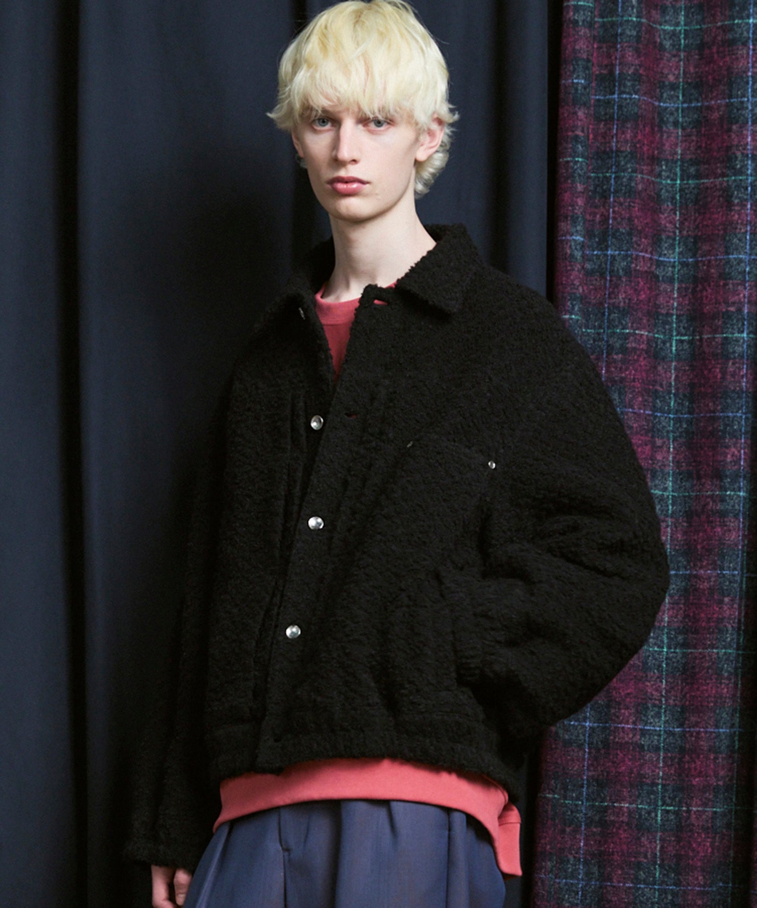 [Italian Dead Stock Fabric] Prime-Over Switching Stand Blouson