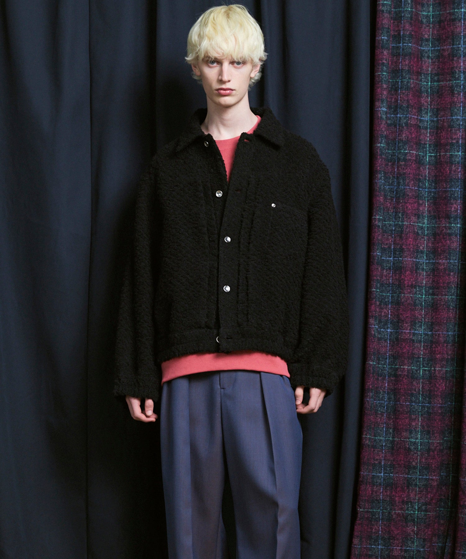 [Italian Dead Stock Fabric] Prime-Over Switching Stand Blouson