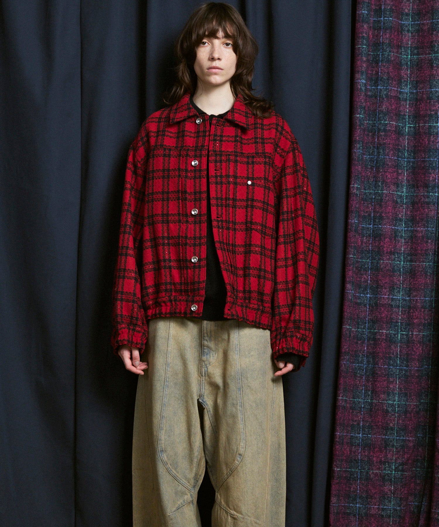 [Italian Dead Stock Fabric] Prime-Over Switching Stand Blouson