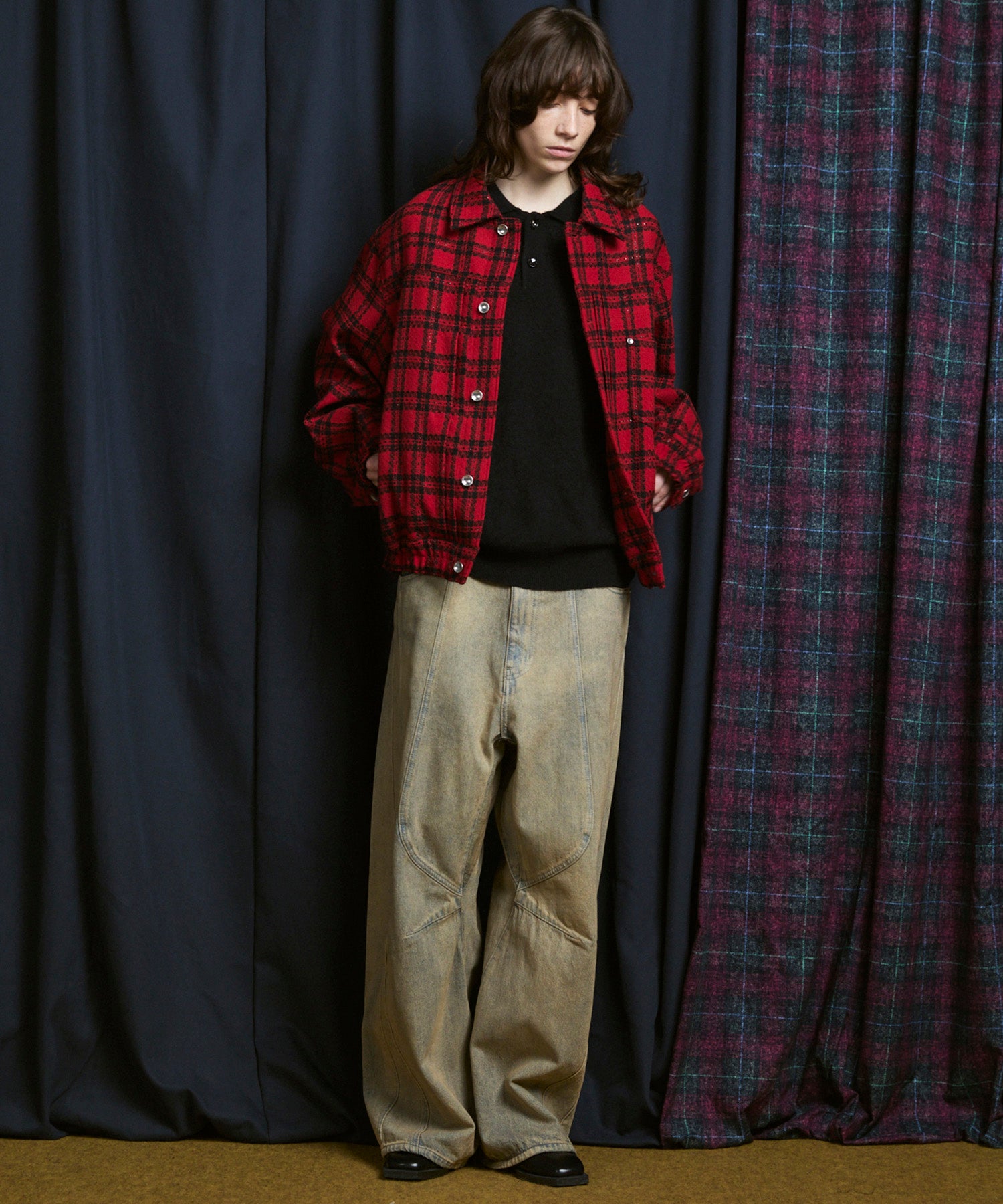 [Italian Dead Stock Fabric] Prime-Over Switching Stand Blouson