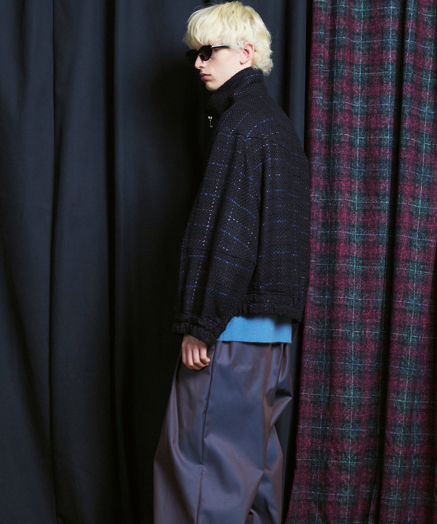 [Italian Dead Stock Fabric] Prime-Over Switching Stand Blouson