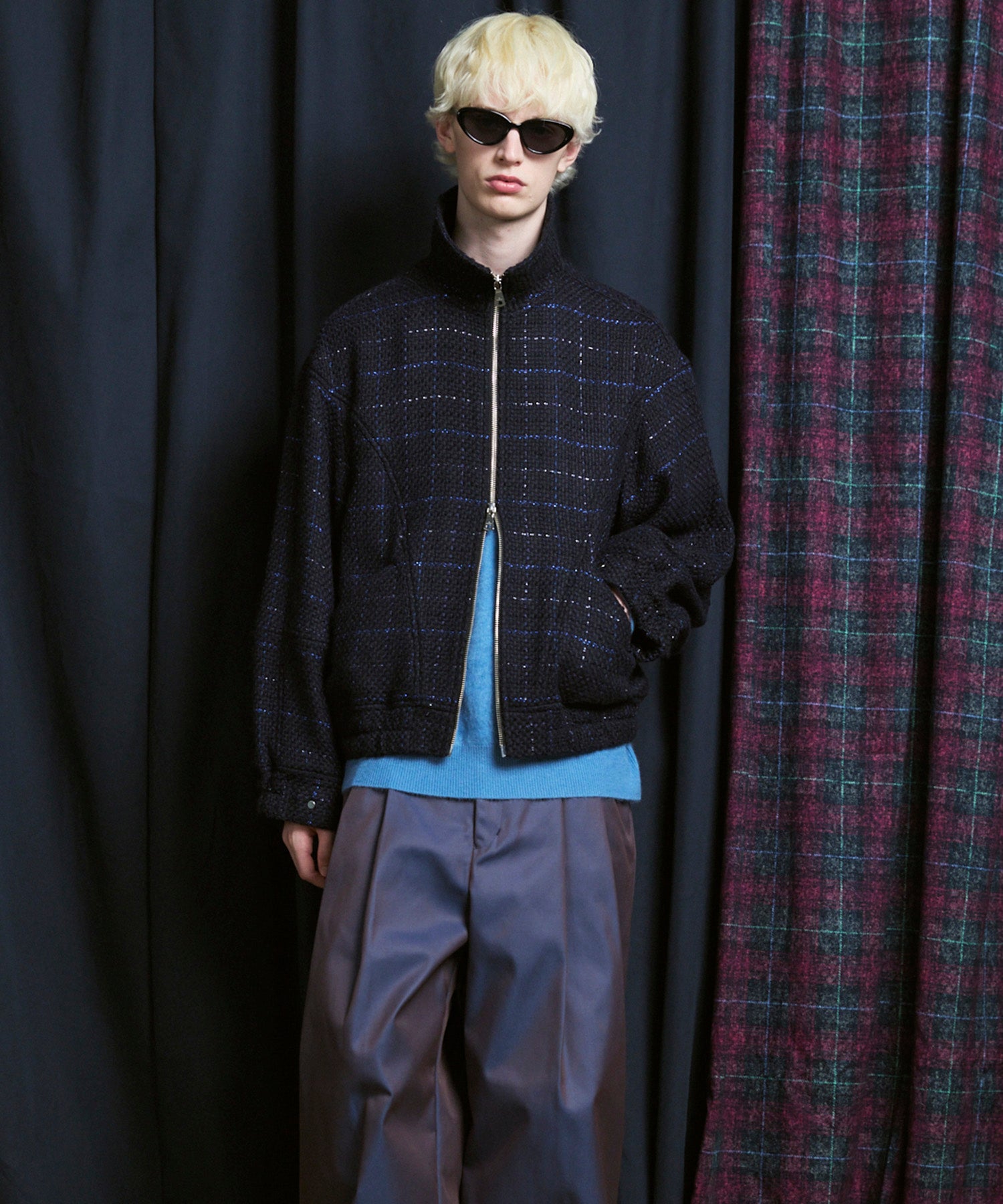 [Italian Dead Stock Fabric] Prime-Over Switching Stand Blouson