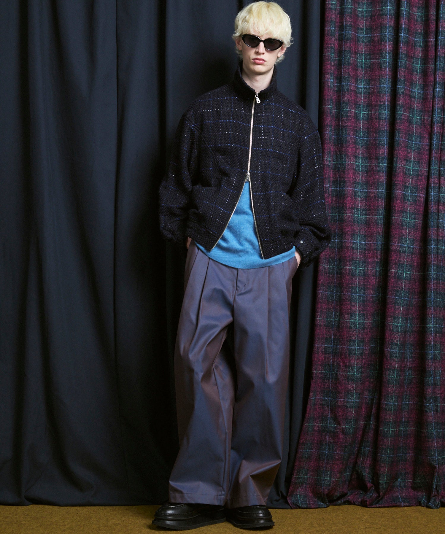 [Italian Dead Stock Fabric] Prime-Over Switching Stand Blouson