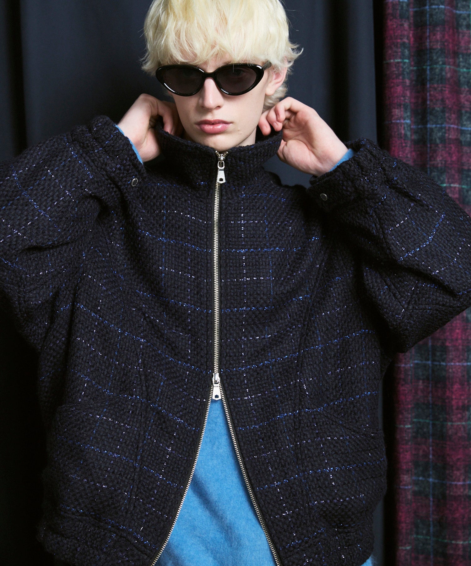 [Italian Dead Stock Fabric] Prime-Over Switching Stand Blouson