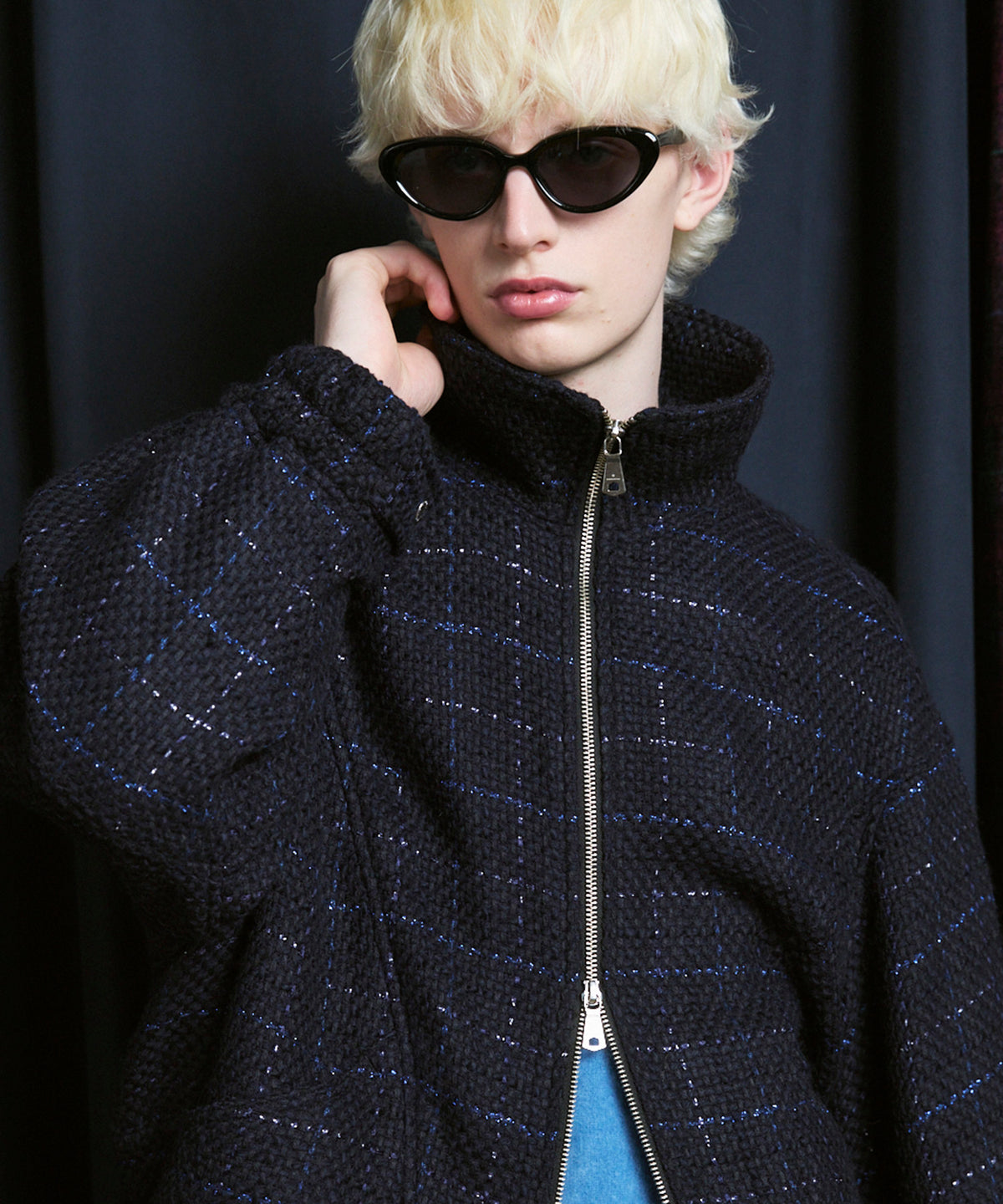 【Italian Dead Stock Fabric】Prime-Over Switching Stand Blouson