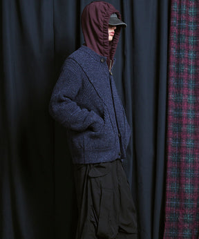 [25AW PRE-ORDER] 3 colors Wool Nylon Prime-Over Crew Neck Knit Cardigan