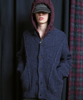 [25AW PRE-ORDER] 3 colors Wool Nylon Prime-Over Crew Neck Knit Cardigan