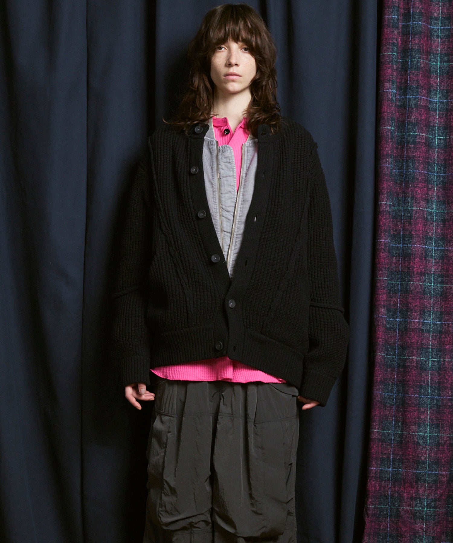 [25AW PRE-ORDER] 3 colors Wool Nylon Prime-Over Crew Neck Knit Cardigan