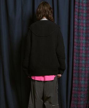 [25AW PRE-ORDER] 3 colors Wool Nylon Prime-Over Crew Neck Knit Cardigan