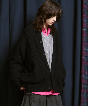 [25AW PRE-ORDER] 3 colors Wool Nylon Prime-Over Crew Neck Knit Cardigan