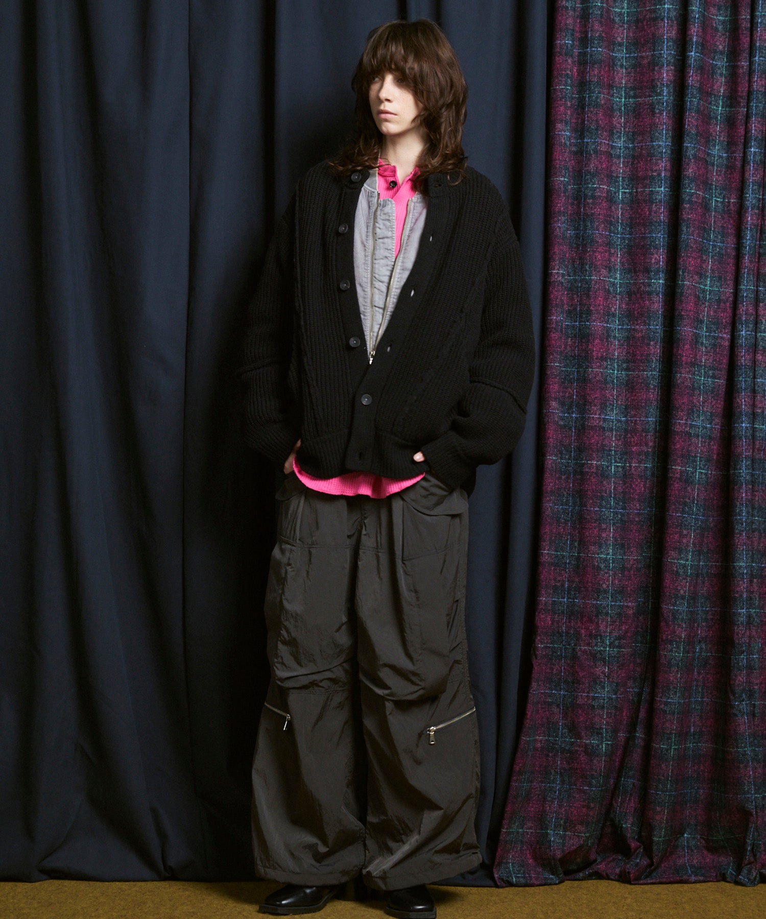 [25AW PRE-ORDER] 3 colors Wool Nylon Prime-Over Crew Neck Knit Cardigan