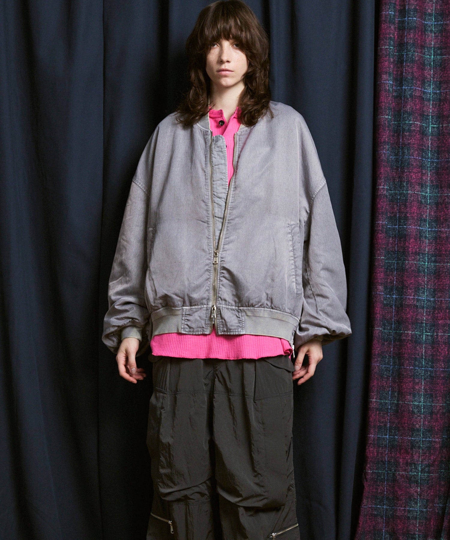 vintage ボンバーブルゾンジャケット モード ブラック/VW164 Prime-Over Vintage Like Nylon MA-1 Bomber Jacket