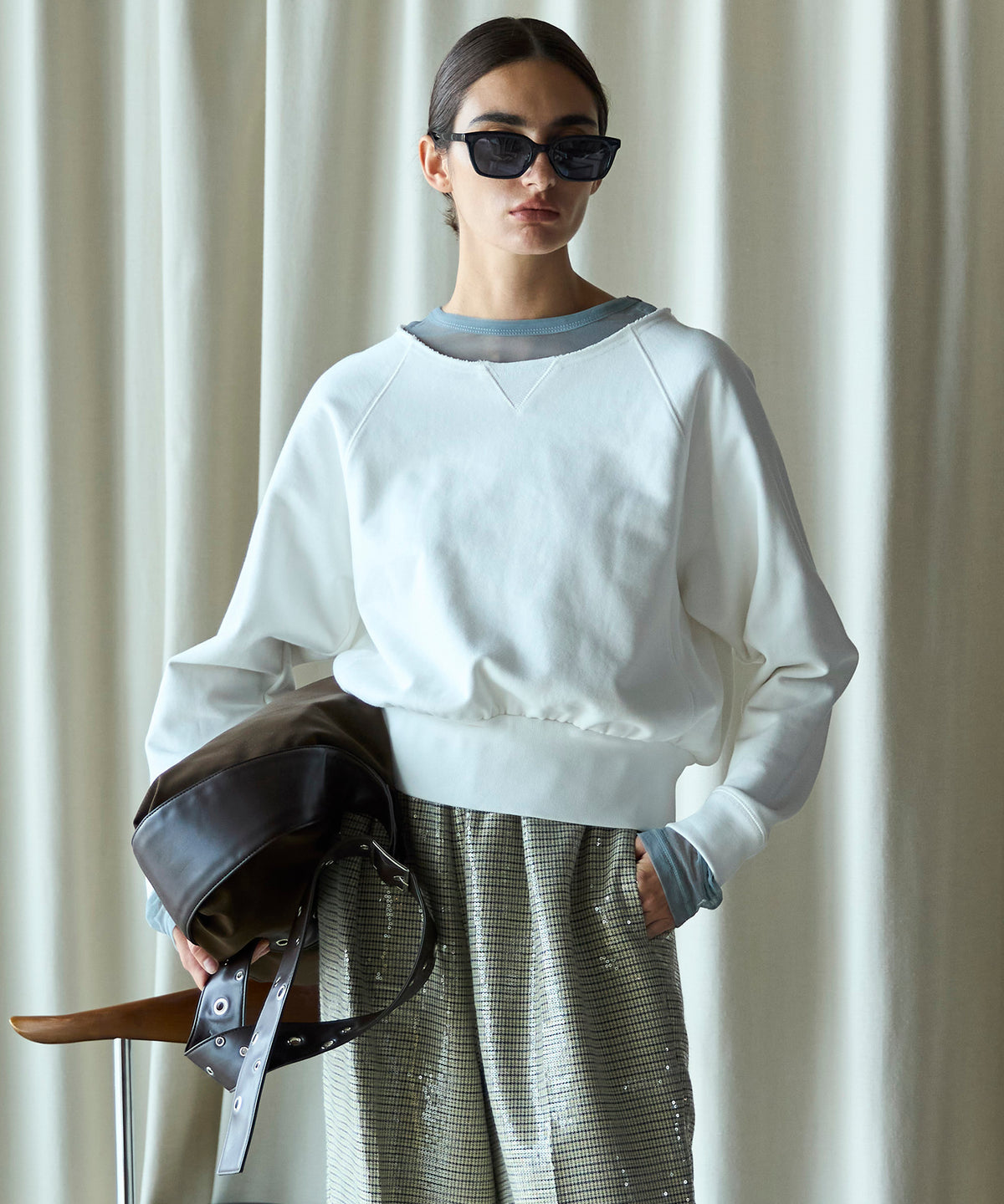 Sheer Neck Sweatshirt