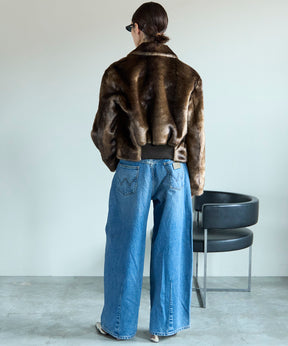 【OPEN YY】Woven FAUX FUR TAB TOGGLE JACKET