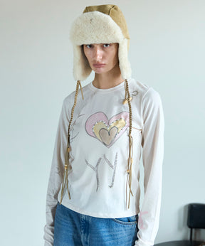 【OPEN YY】Knitted BEADED I LOVE YY TEE