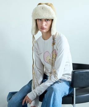 【OPEN YY】Woven BRAIDED SHEARLING TRAPPER