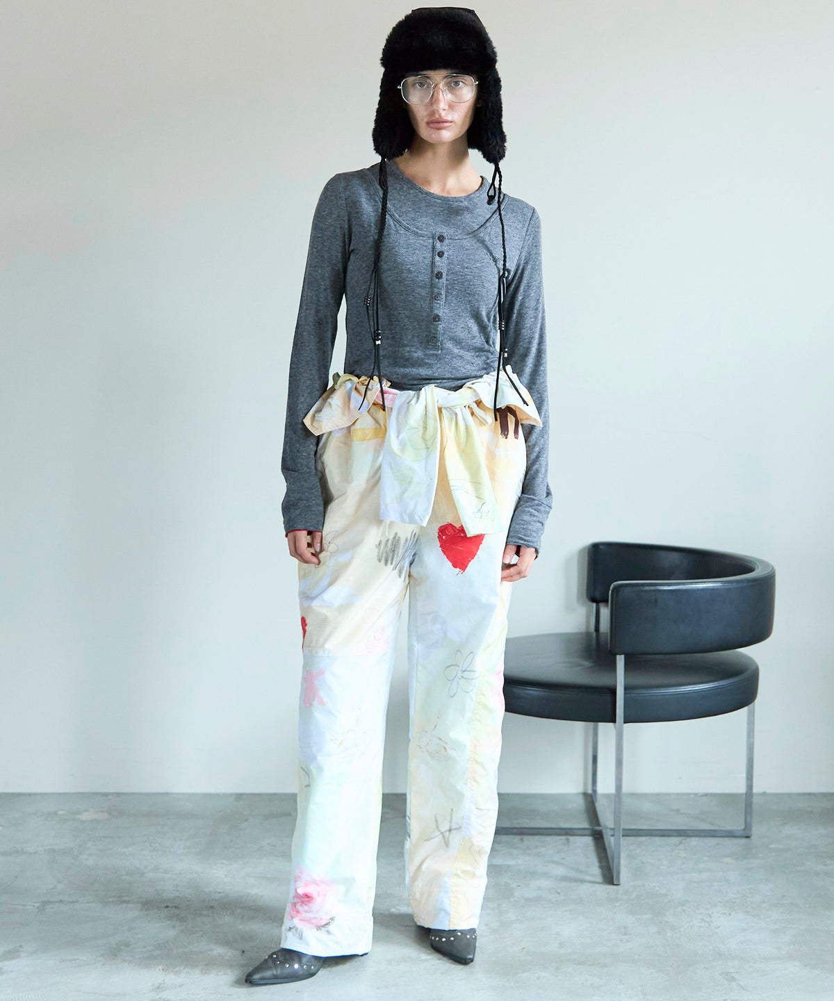 【OPEN YY】Woven GRAPHIC WRAP PADDED PANTS