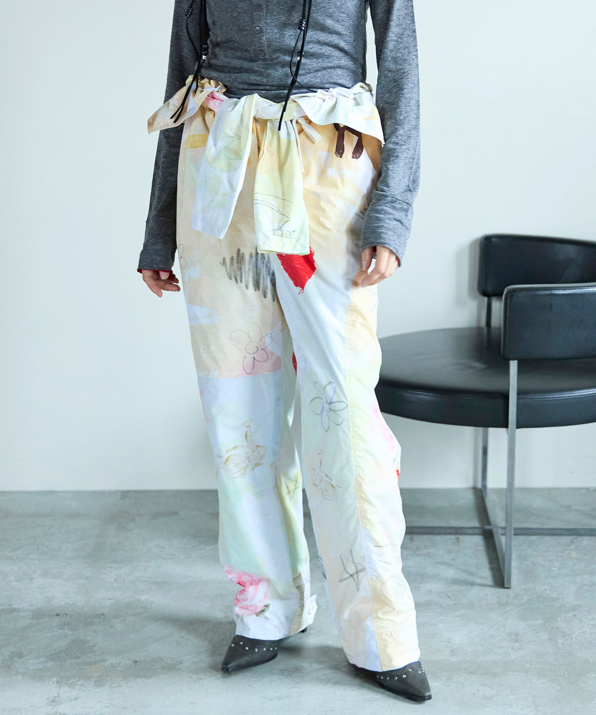 【OPEN YY】Woven GRAPHIC WRAP PADDED PANTS