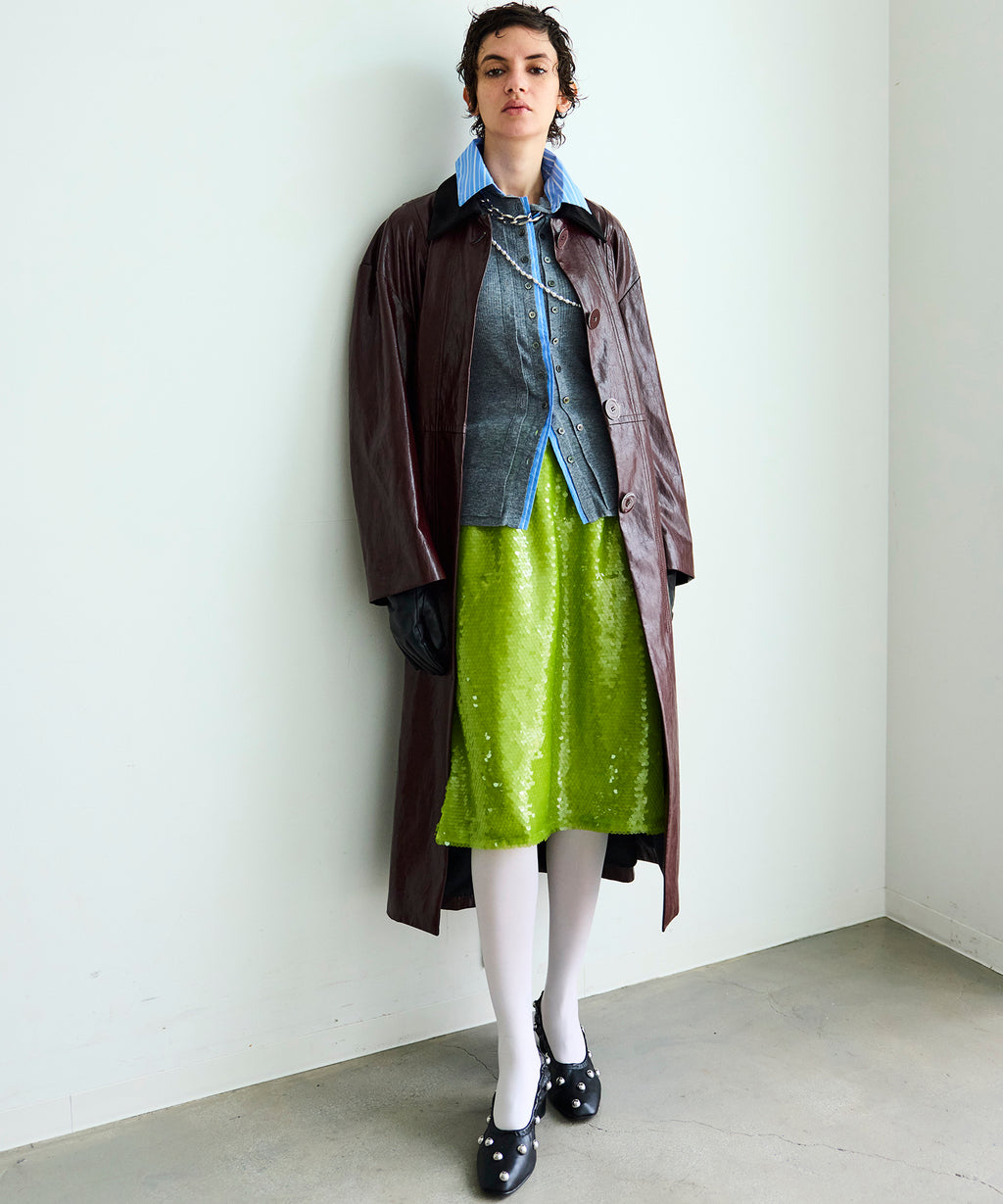 Vegan Leather Balmacaan Coat