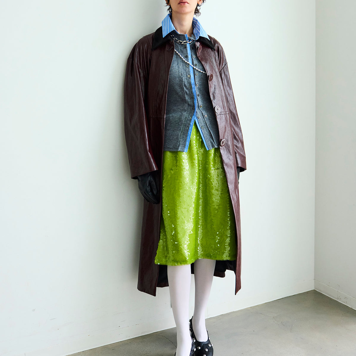 Vegan Leather Balmacaan Coat