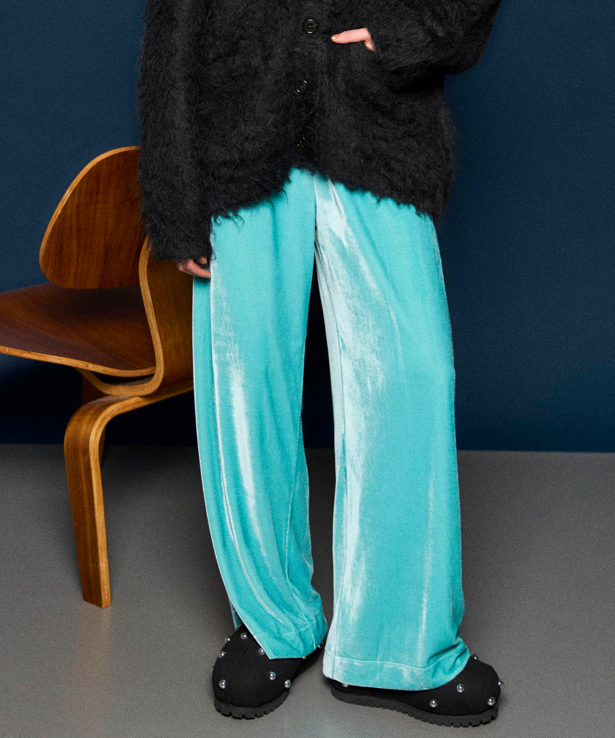 Multi Fabric Velour Easy Pants