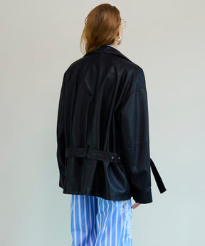 【26SPRING PRE-ORDER】Belted Faux Leather Jacket