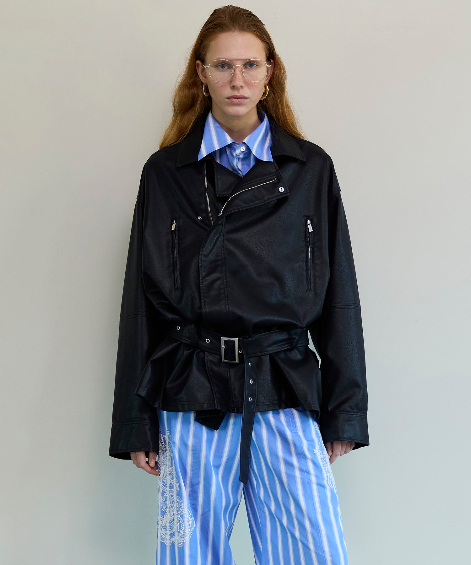 【26SPRING PRE-ORDER】Belted Faux Leather Jacket