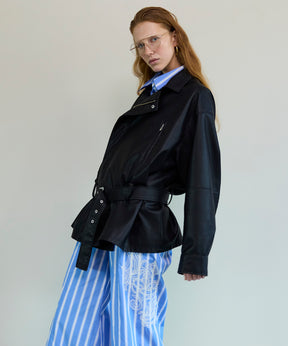 【26SPRING PRE-ORDER】Belted Faux Leather Jacket