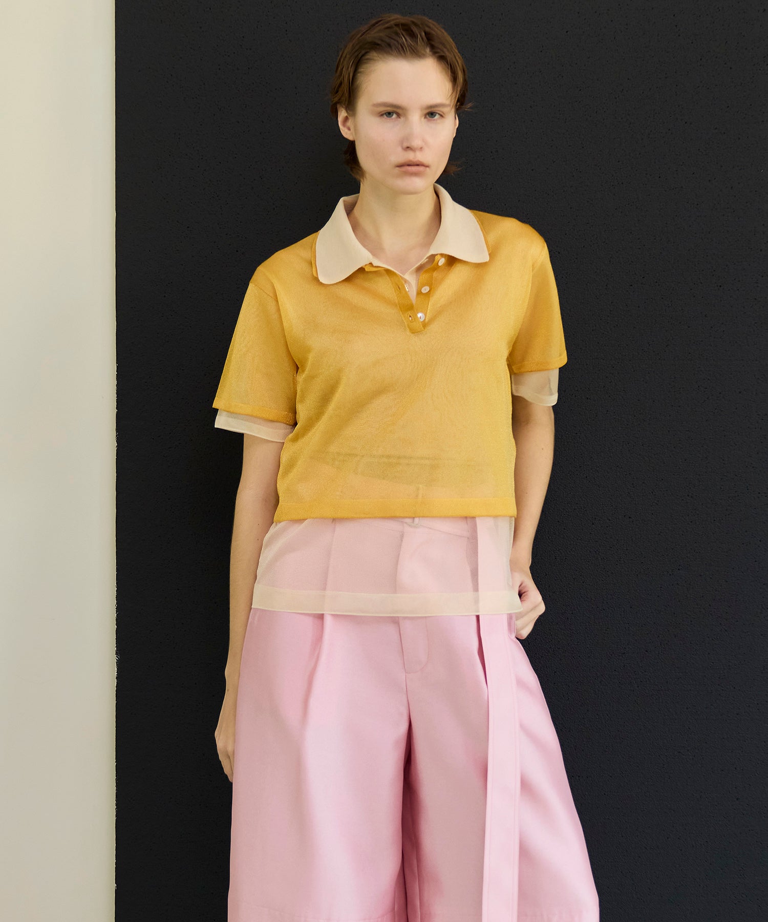 【26SPRING PRE-ORDER】Layered Sheer Knit Polo