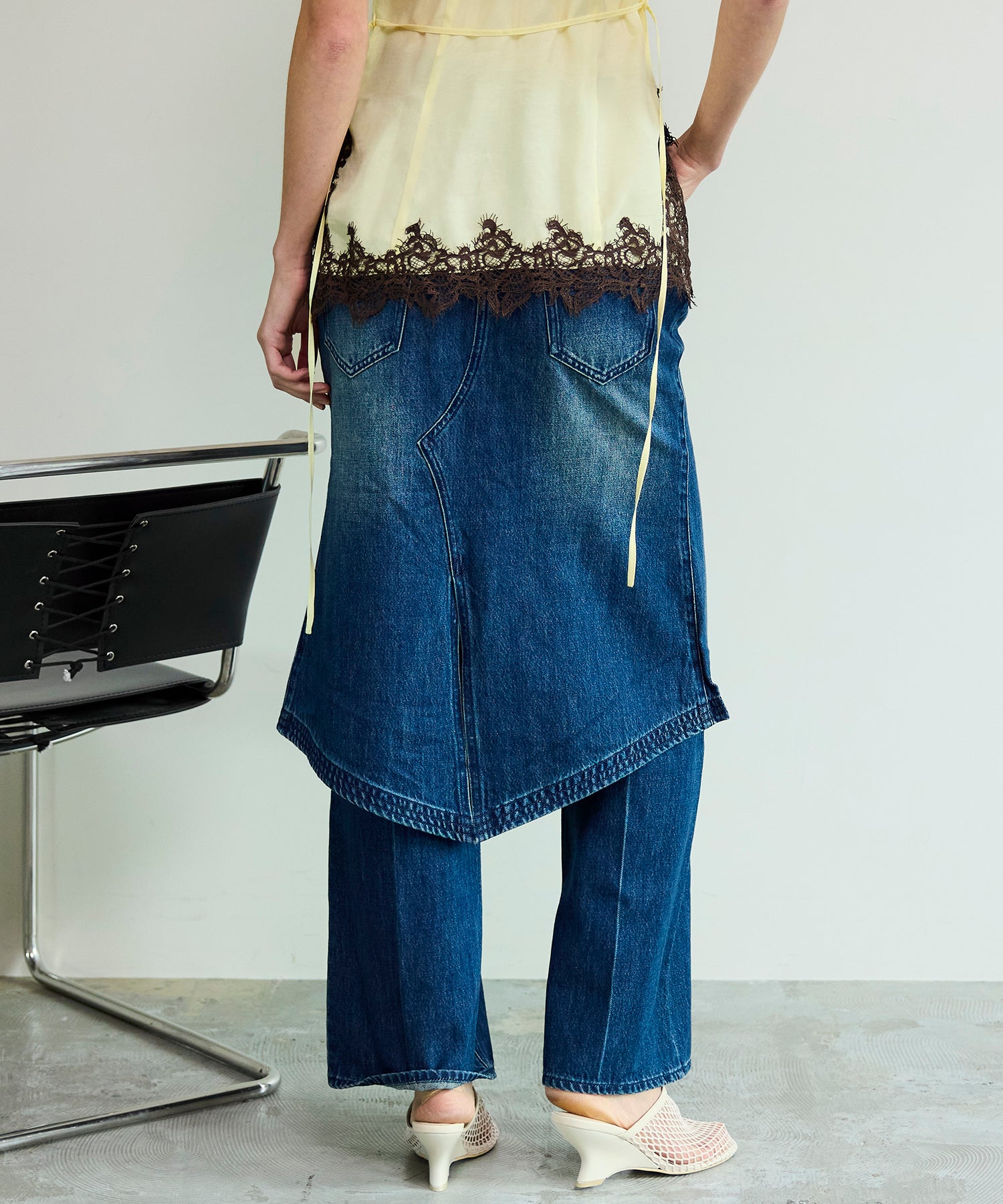 [26SPRING PRE-ORDER] 레이어드 스커트 데님 팬츠