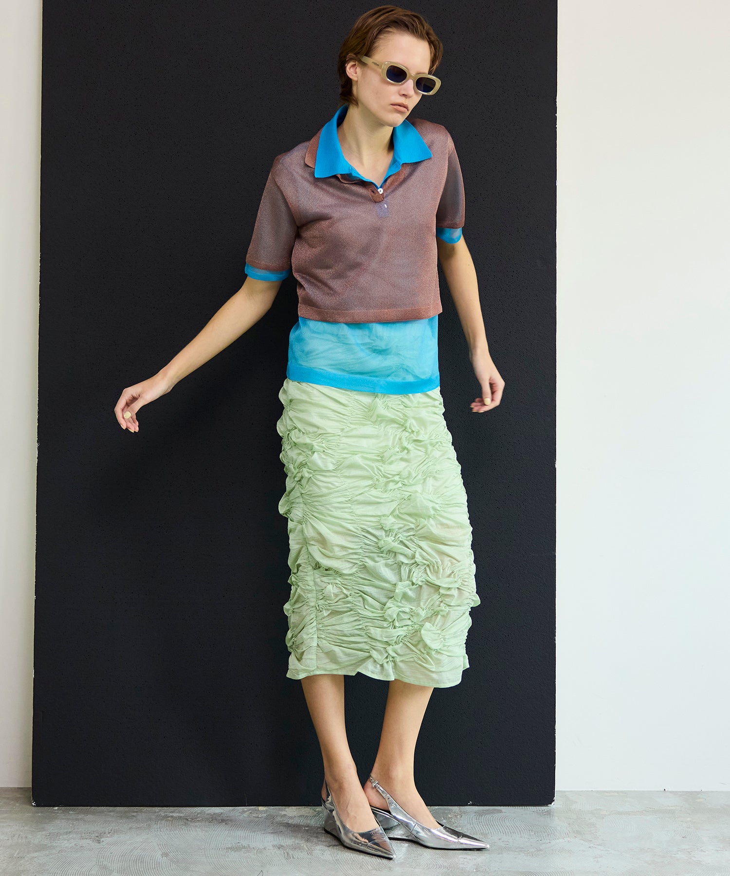 【26SPRING PRE-ORDER】Layered Sheer Knit Polo