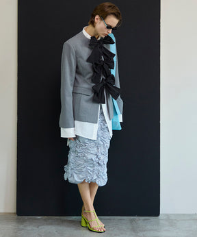 【26SPRING PRE-ORDER】No-Collar 2WAY Ribbon Jacket